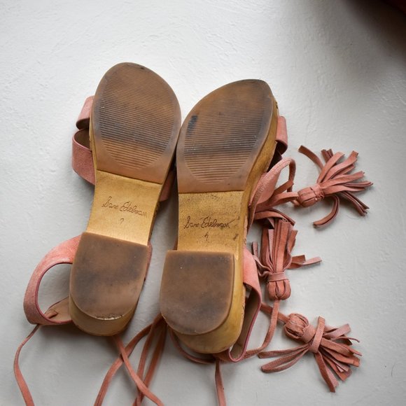 Peach Pink Sam Edelman Platform Sandals Tie Size 7 - Picture 4 of 8